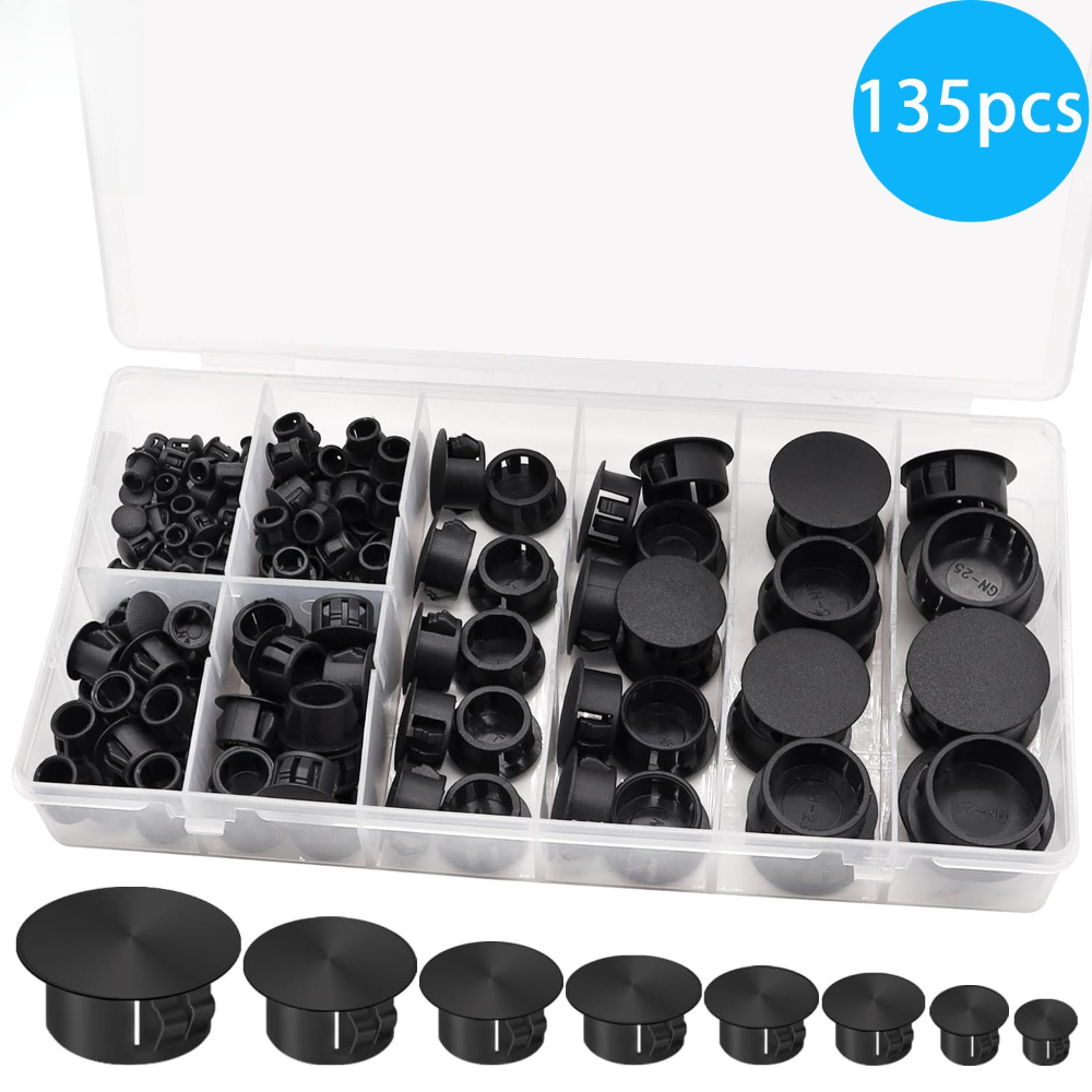 Furniture Hardware Types - 135pcs Black Cover Screw-type Plug Head
