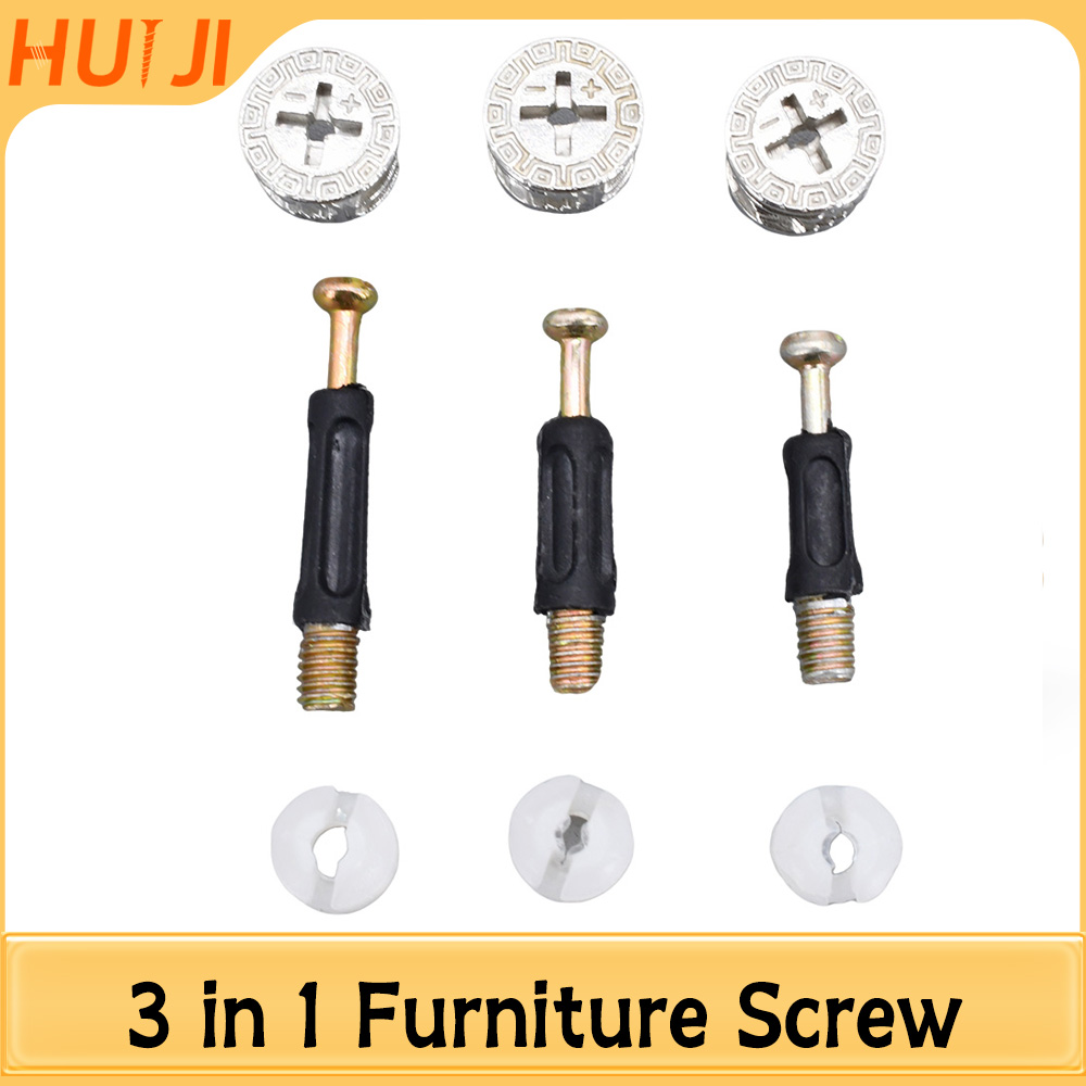 50/100Pcs 3 in 1 Furniture Con - Furniture Joinery Hardware ulasan dan harga