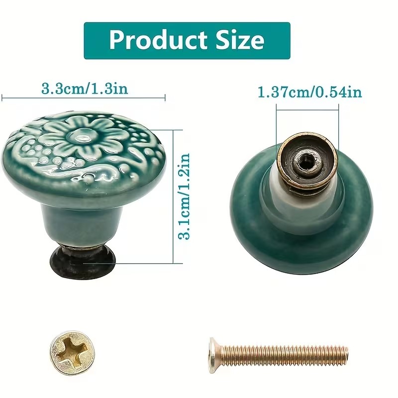12pcs Ceramic Cabinet Knobs, F - Furniture Hardware Bolts ulasan dan harga