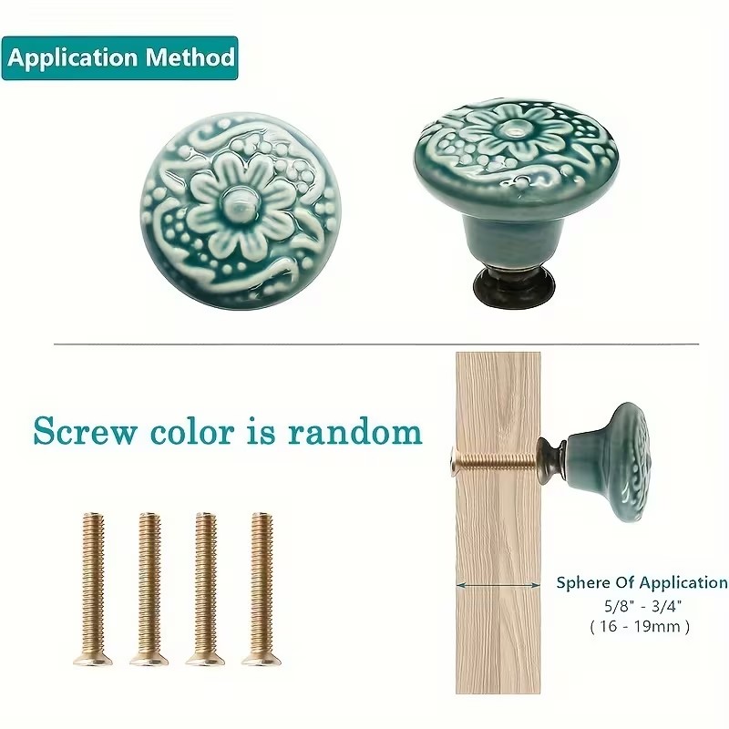 12pcs Ceramic Cabinet Knobs, F - Furniture Hardware Bolts ulasan dan harga