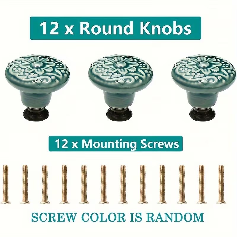 12pcs Ceramic Cabinet Knobs, F - Furniture Hardware Bolts ulasan dan harga
