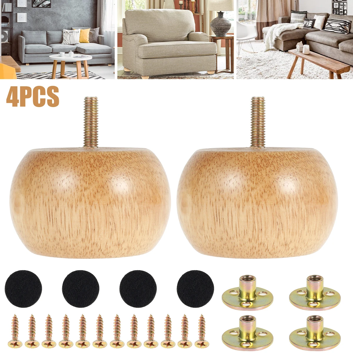 4/8PCS Furniture Legs Wooden F - Furniture Leg Set ulasan dan harga