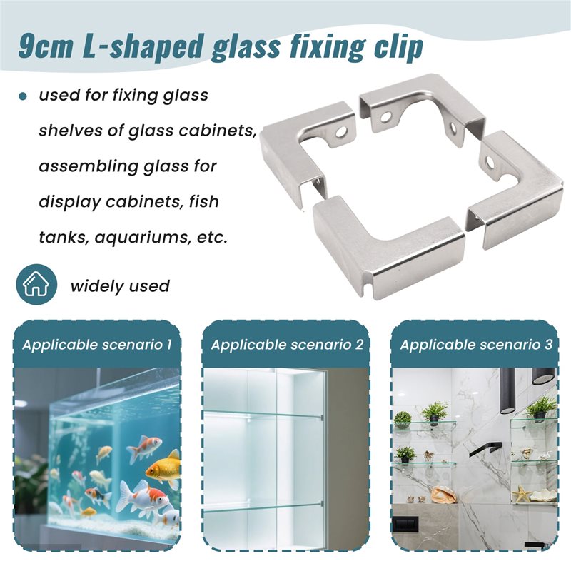 ABUI-4Pcs L Type Glass Fixing  - Furniture Hardware Types ulasan dan harga